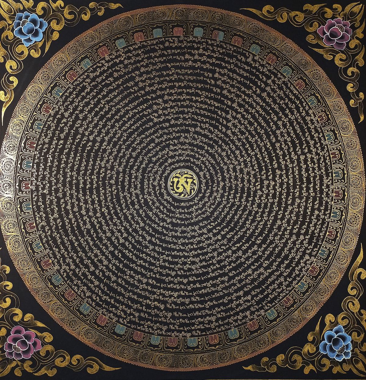 Shakyamuni Buddha Mantra Mandala | Hand-Painted Fine Thangka | Sacred Buddhist Art from Nepal