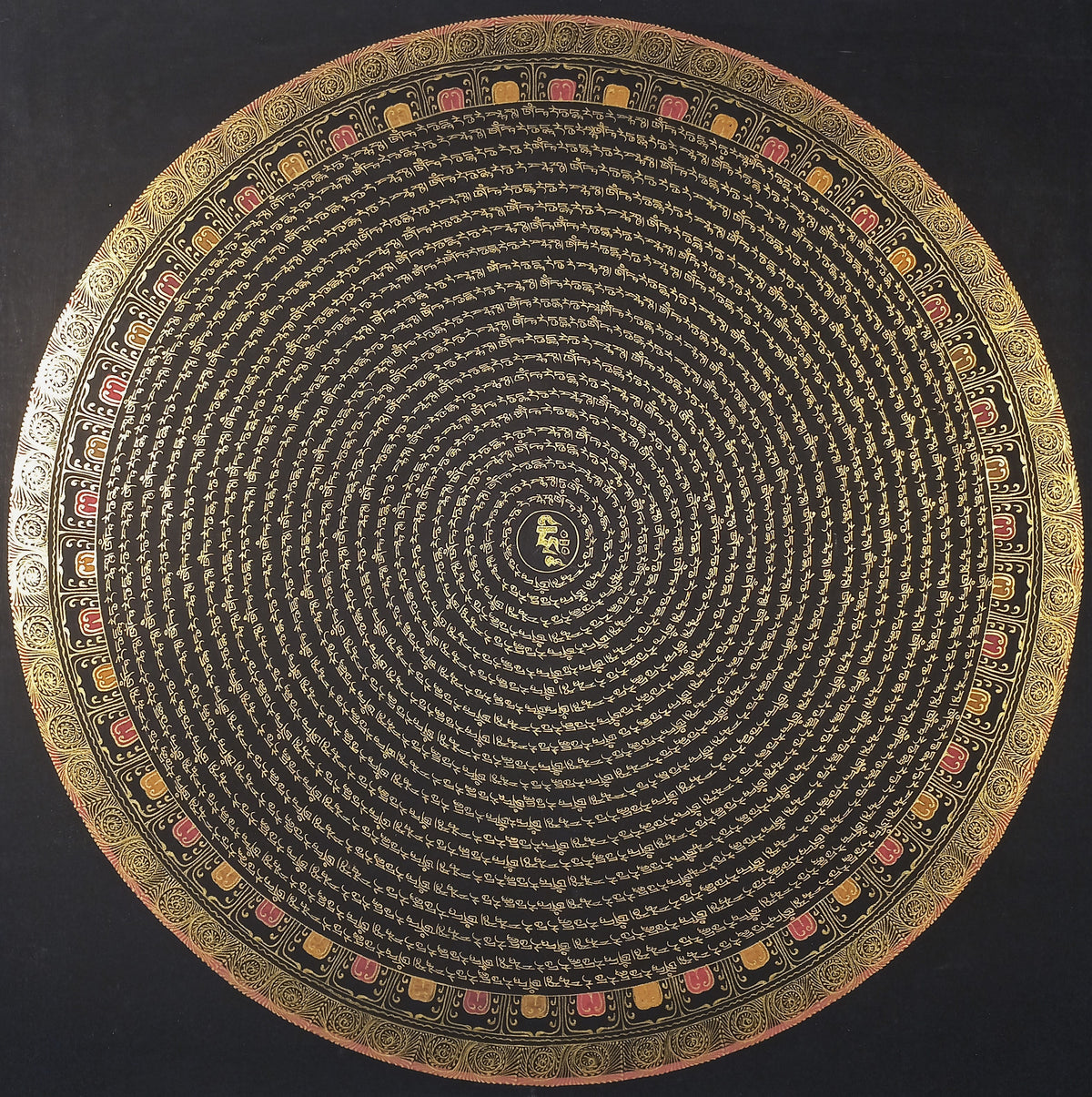 Original Green Tara Mantra Mandala Hand-Painted Thangka Painting