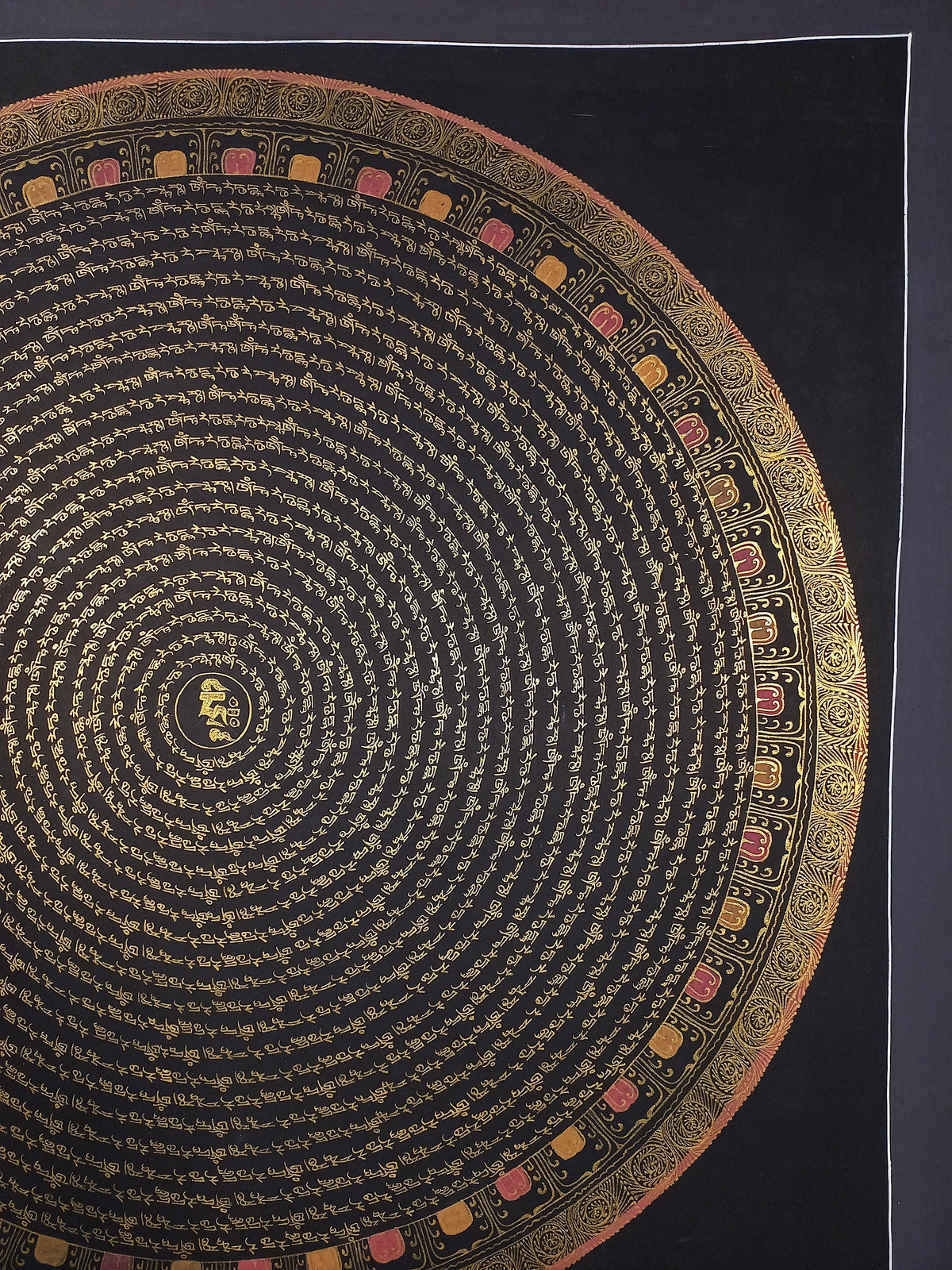 Original Green Tara Mantra Mandala Hand-Painted Thangka Painting
