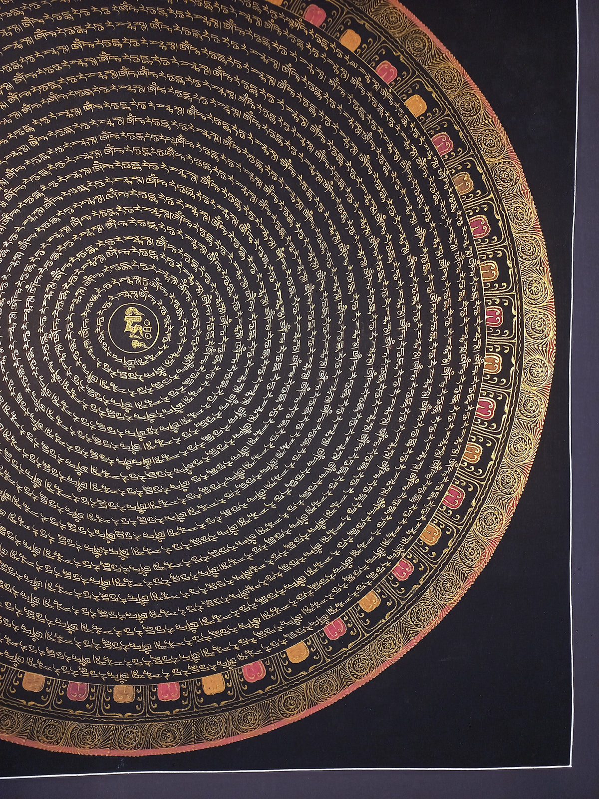 Original Green Tara Mantra Mandala Hand-Painted Thangka Painting