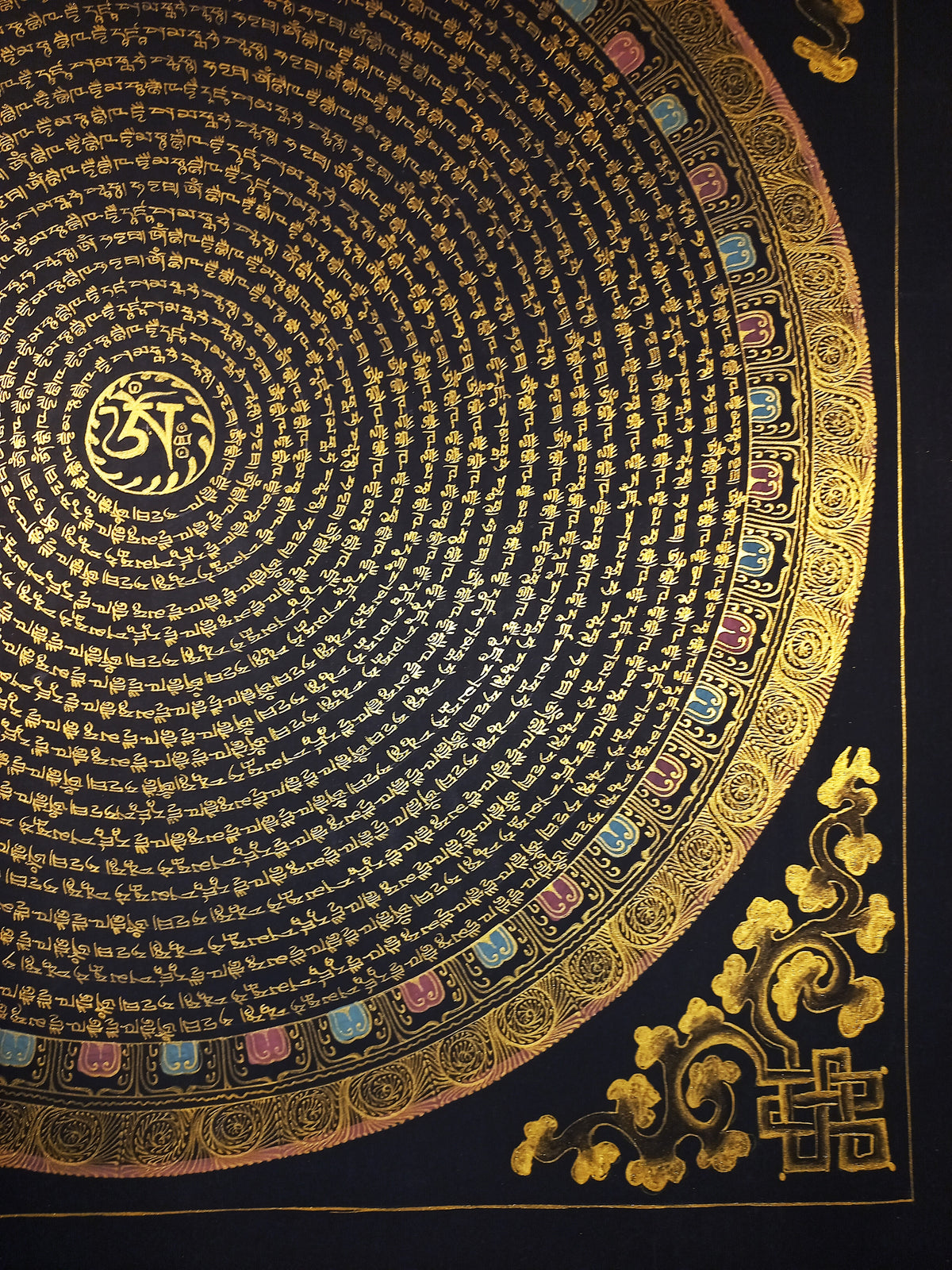 Medicine Buddha Mantra Mandala | Hand-Painted Fine Thangka | Sacred Buddhist Art from Nepal