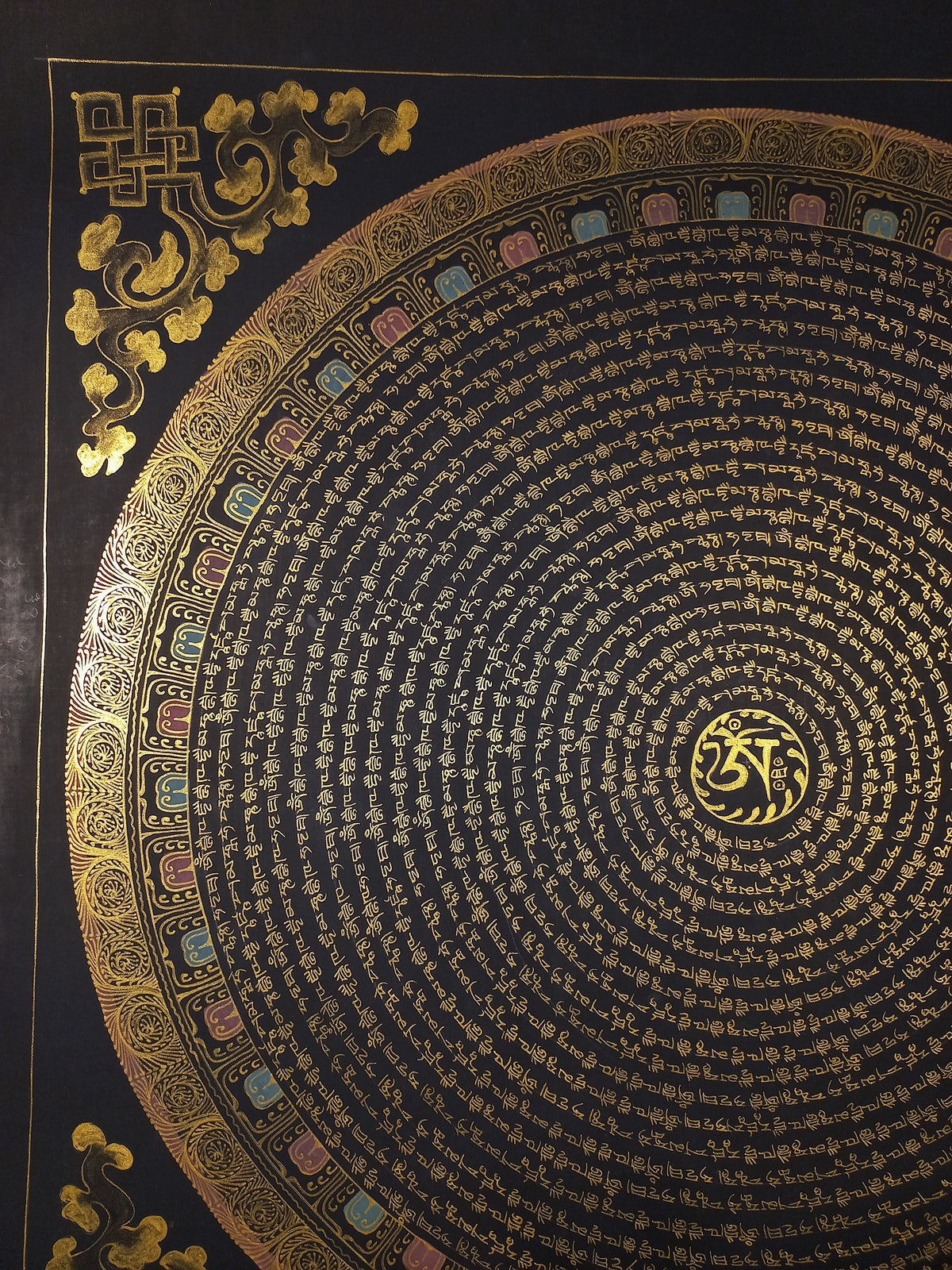 Medicine Buddha Mantra Mandala | Hand-Painted Fine Thangka | Sacred Buddhist Art from Nepal