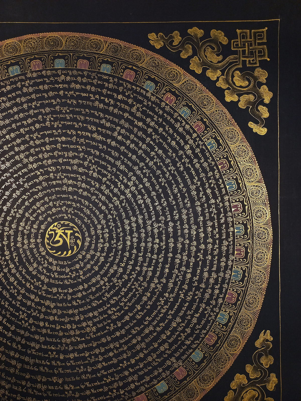 Medicine Buddha Mantra Mandala | Hand-Painted Fine Thangka | Sacred Buddhist Art from Nepal