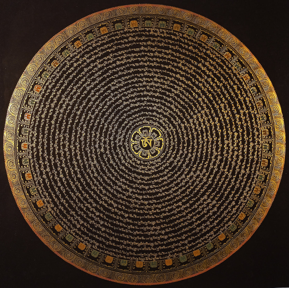 Shakyamuni Buddha Mantra Mandala | Hand-Painted Fine Thangka | Sacred Buddhist Art from Nepal