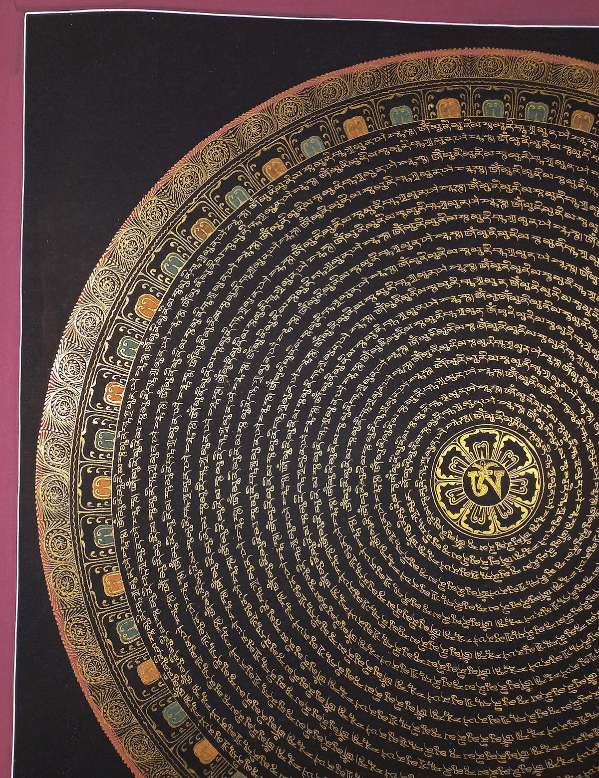 Shakyamuni Buddha Mantra Mandala | Hand-Painted Fine Thangka | Sacred Buddhist Art from Nepal