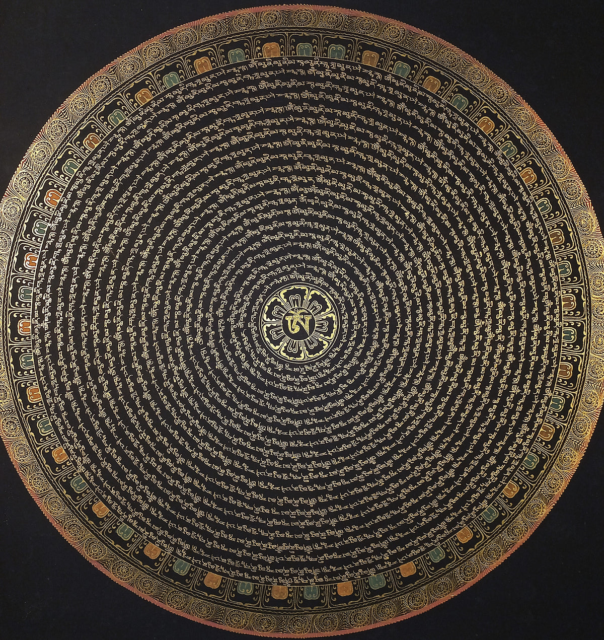 Shakyamuni Buddha Mantra Mandala | Hand-Painted Fine Thangka | Sacred Buddhist Art from Nepal