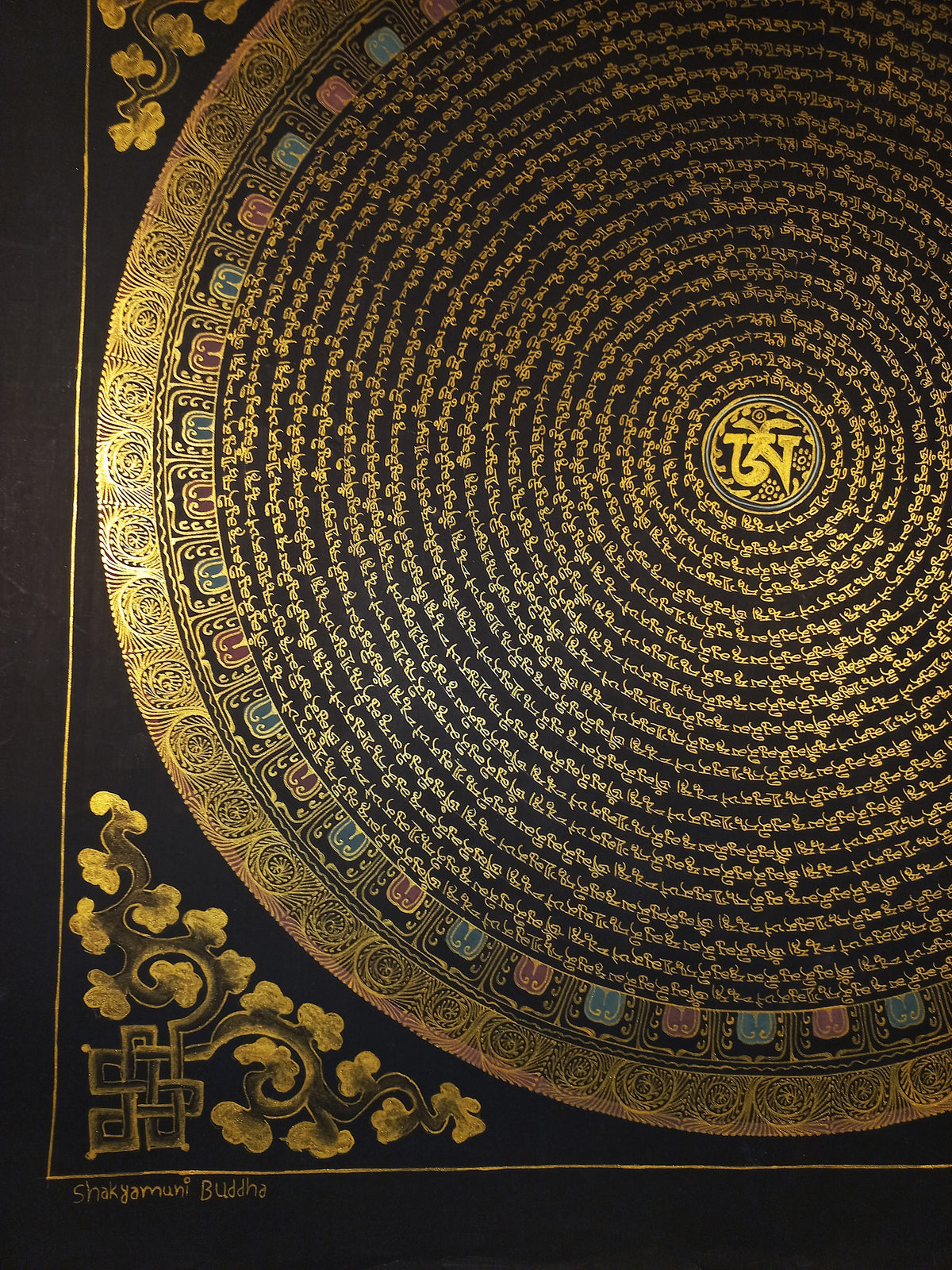 Shakyamuni Buddha Mantra Mandala | Hand-Painted Fine Thangka | Sacred Buddhist Art from Nepal