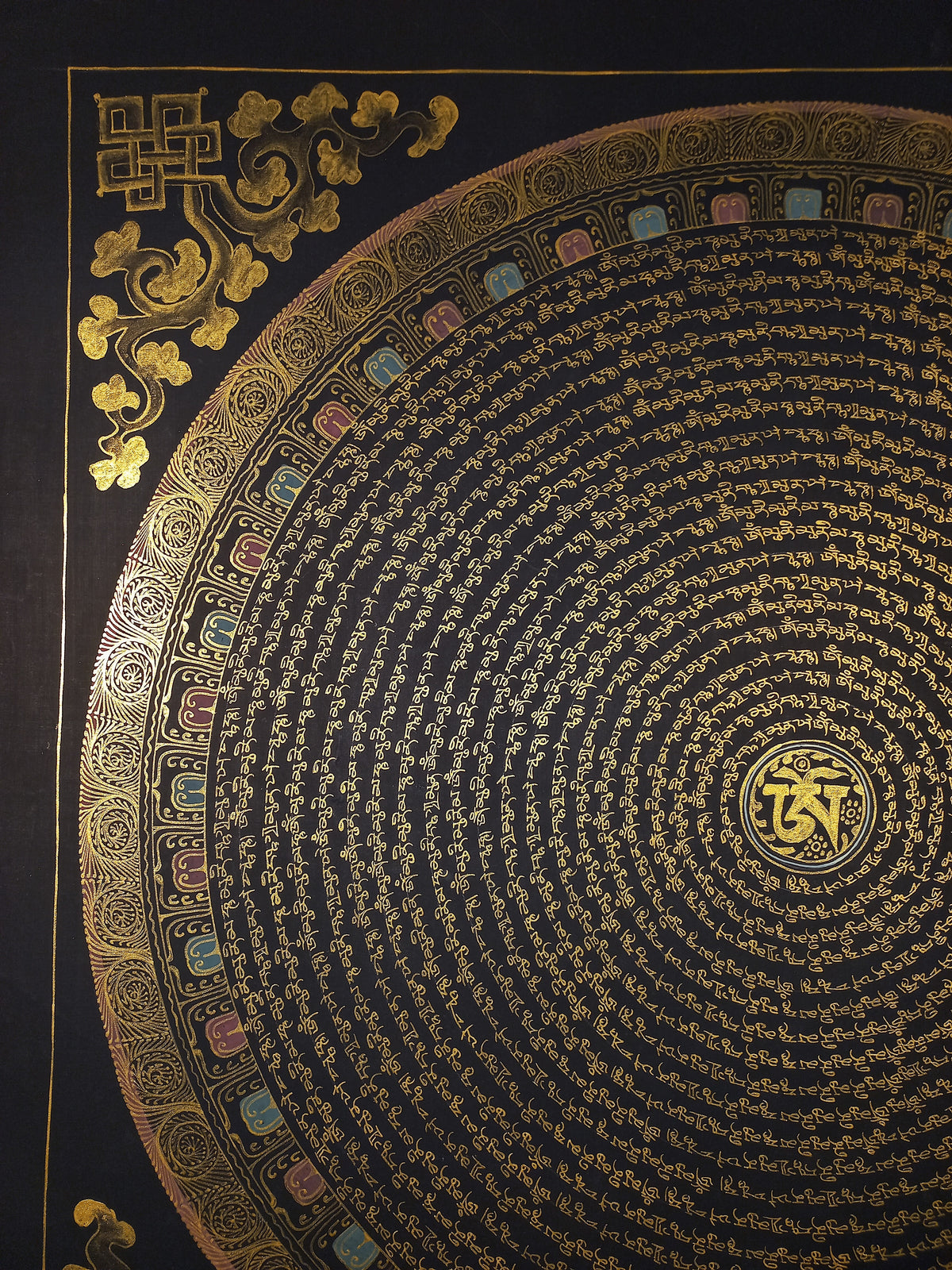 Shakyamuni Buddha Mantra Mandala | Hand-Painted Fine Thangka | Sacred Buddhist Art from Nepal
