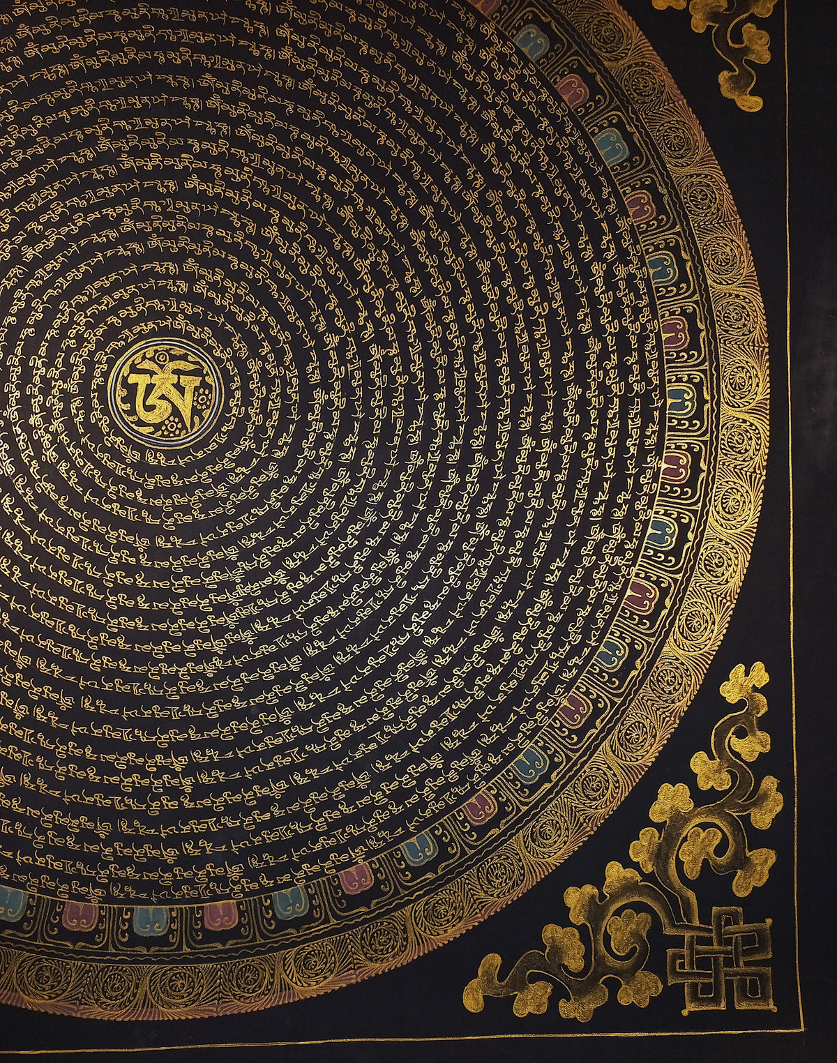 Shakyamuni Buddha Mantra Mandala | Hand-Painted Fine Thangka | Sacred Buddhist Art from Nepal