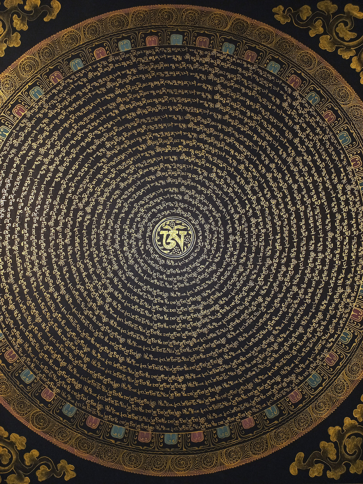 Shakyamuni Buddha Mantra Mandala | Hand-Painted Fine Thangka | Sacred Buddhist Art from Nepal