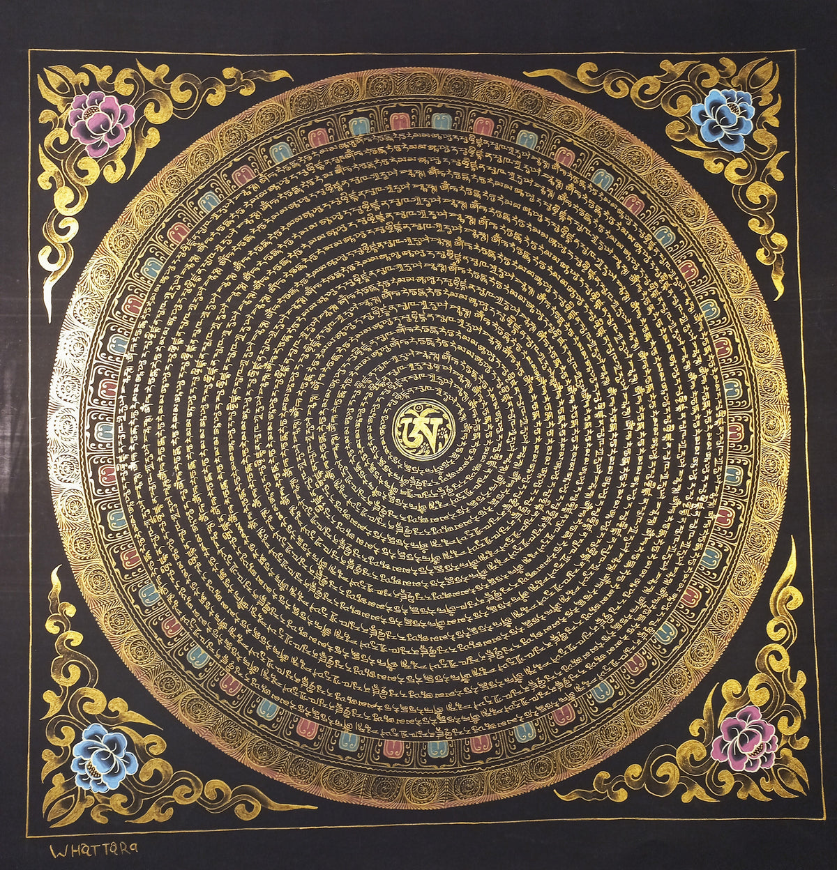 White Tara Mantra Mandala | Hand-Painted Fine Thangka | Sacred Buddhist Art from Nepal