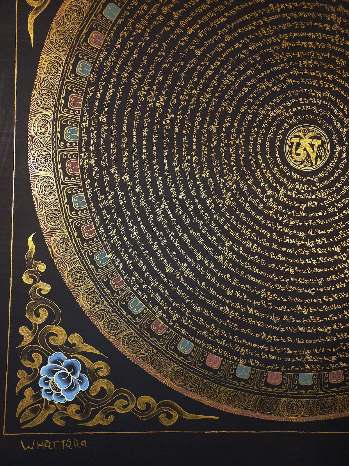 White Tara Mantra Mandala | Hand-Painted Fine Thangka | Sacred Buddhist Art from Nepal
