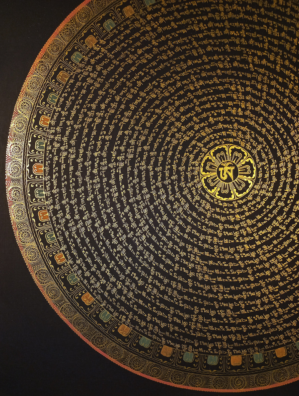 Guru Rinpoche Mantra Mandala | Hand-Painted Fine Thangka | Sacred Buddhist Art from Nepal