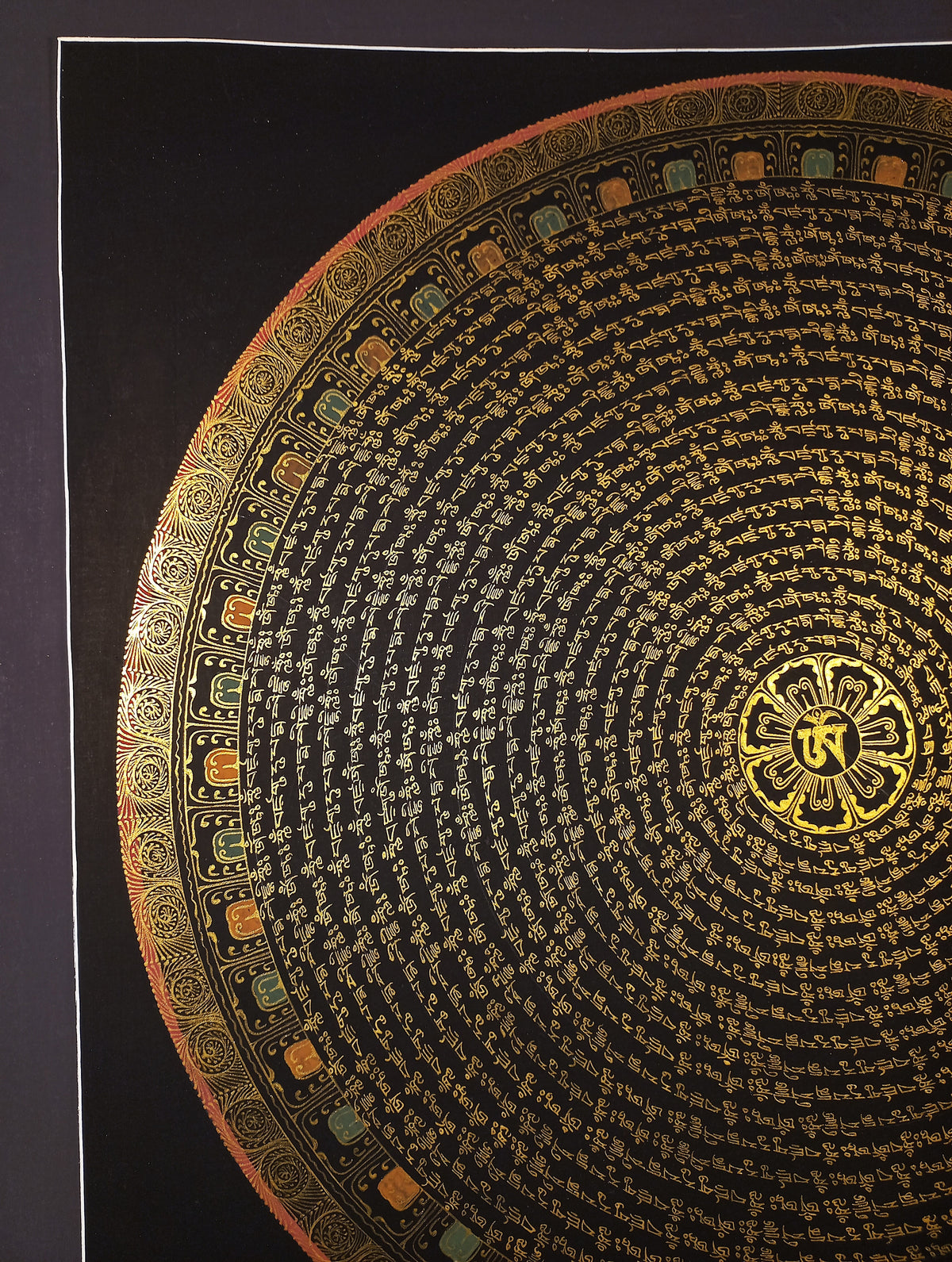 Guru Rinpoche Mantra Mandala | Hand-Painted Fine Thangka | Sacred Buddhist Art from Nepal