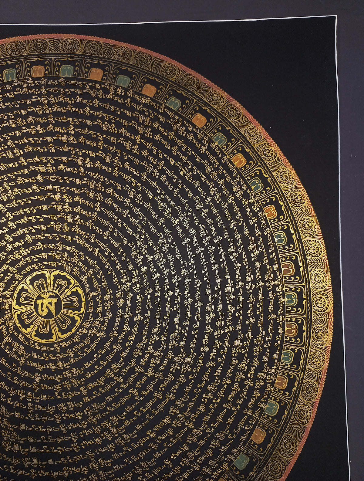 Guru Rinpoche Mantra Mandala | Hand-Painted Fine Thangka | Sacred Buddhist Art from Nepal