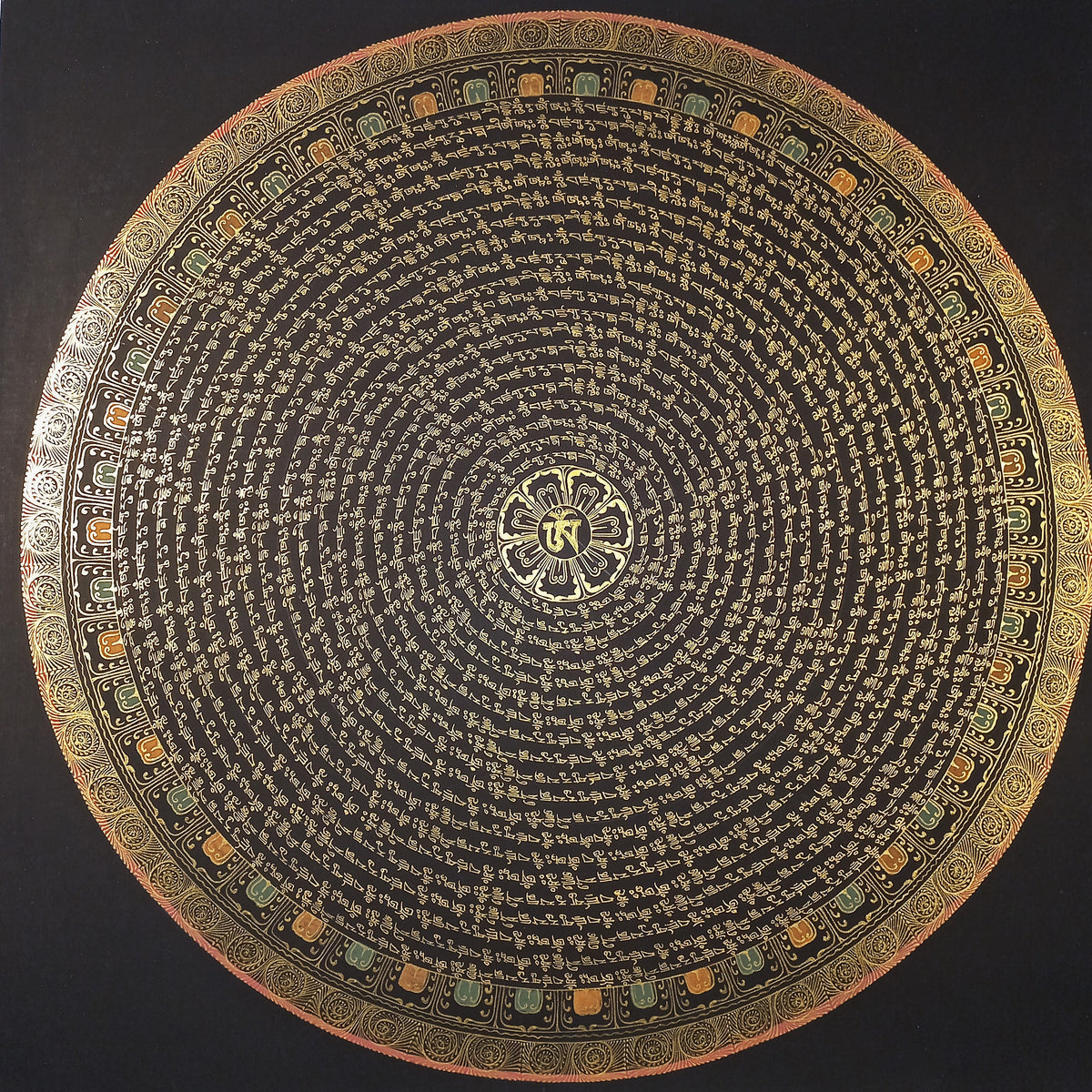 Shakyamuni Buddha Mantra Mandala | Hand-Painted Fine Thangka | Sacred Buddhist Art from Nepal