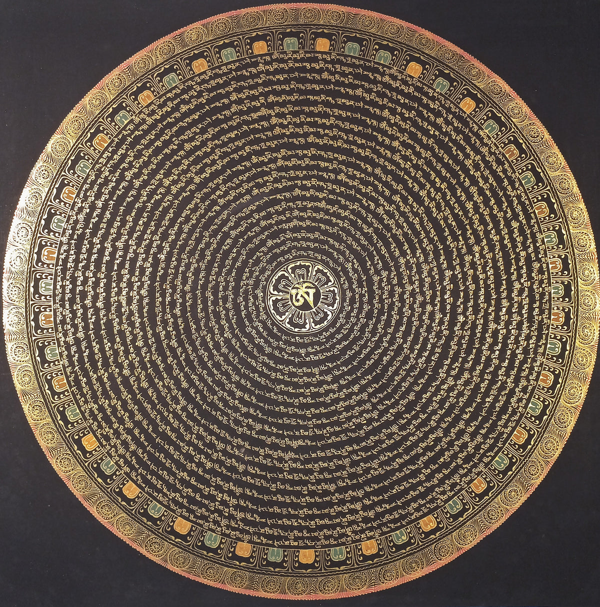 Shakyamuni Buddha Mantra Mandala | Hand-Painted Fine Thangka | Sacred Buddhist Art from Nepal