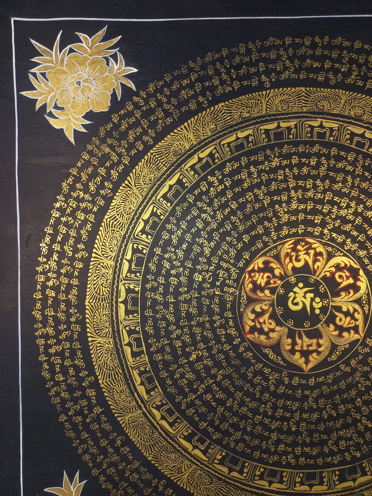 Original Hand-Painted Om Mani Padme Hum Mantra Mandala Thangka