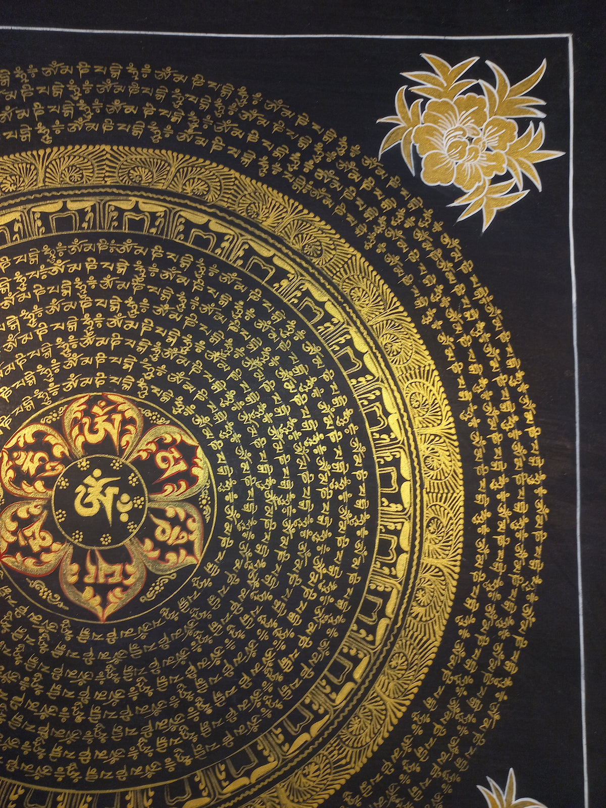 Original Hand-Painted Om Mani Padme Hum Mantra Mandala Thangka