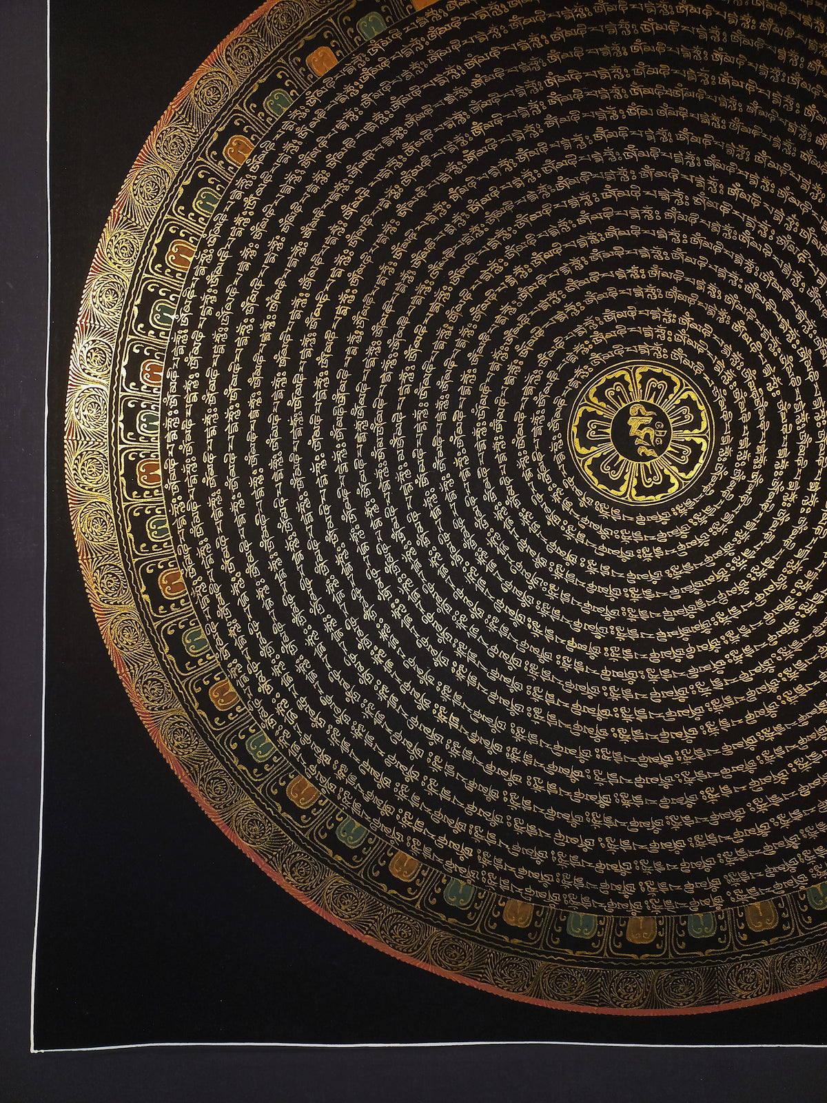 Chenrezig  Mantra Mandala | Hand-Painted Fine Thangka | Sacred Buddhist Art from Nepal