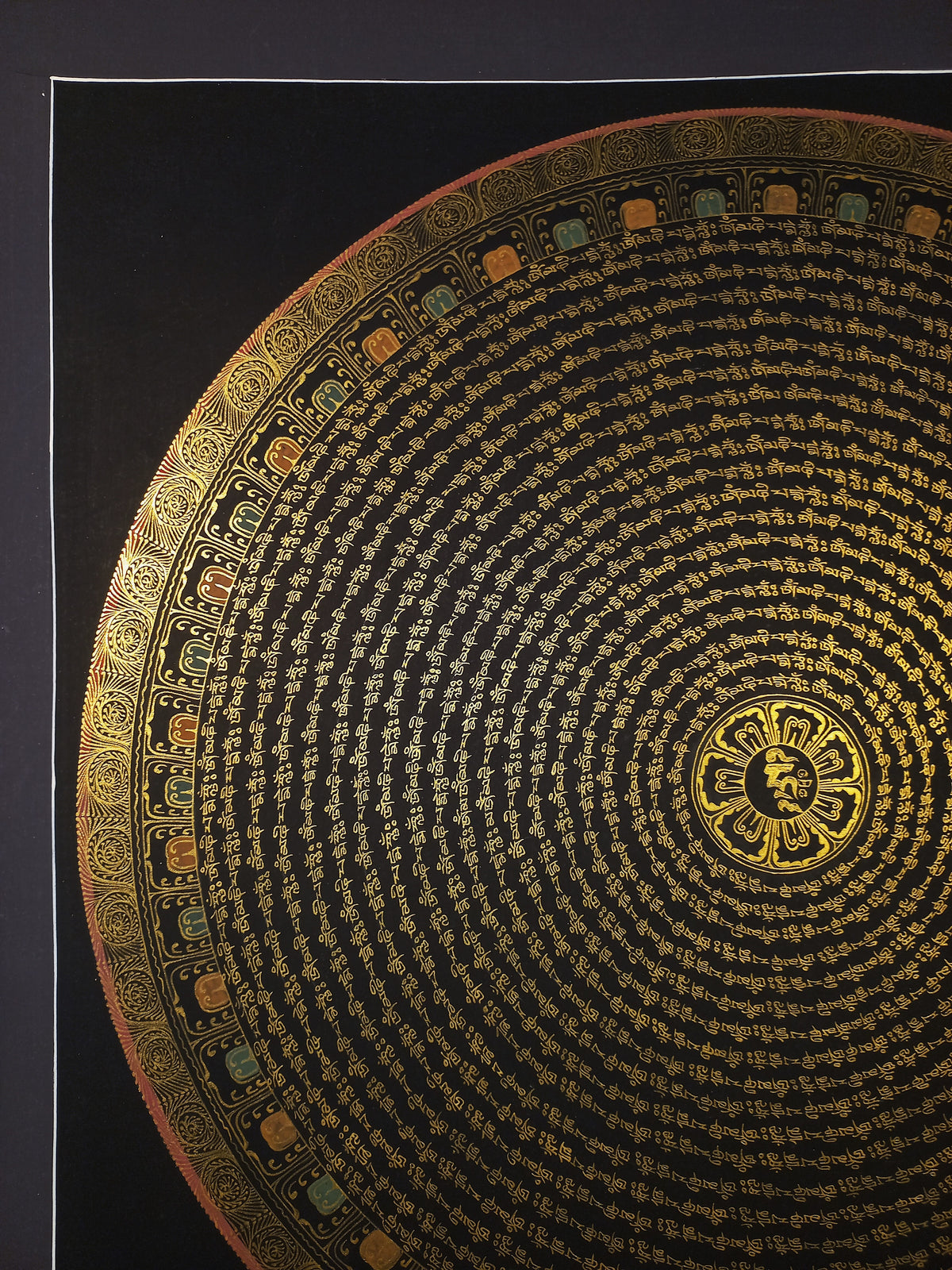 Chenrezig  Mantra Mandala | Hand-Painted Fine Thangka | Sacred Buddhist Art from Nepal
