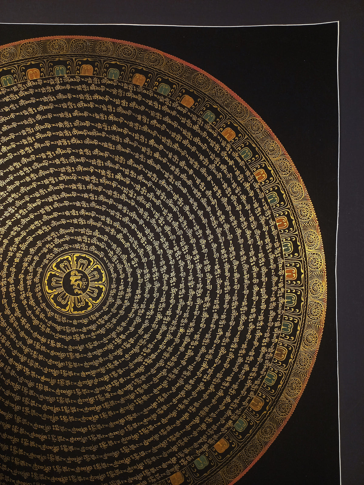 Chenrezig  Mantra Mandala | Hand-Painted Fine Thangka | Sacred Buddhist Art from Nepal