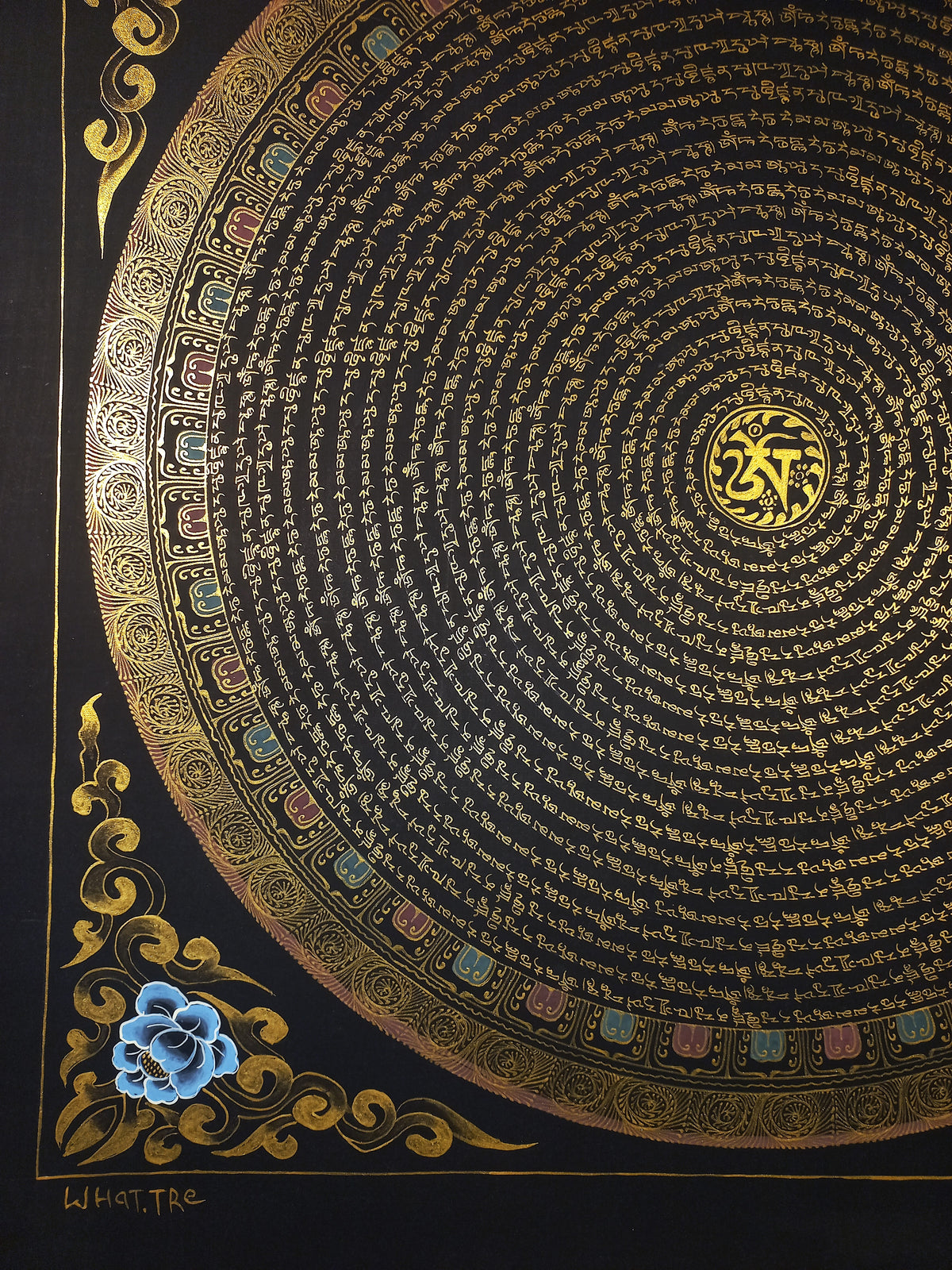 White Tara Mantra Mandala | Hand-Painted Fine Thangka | Sacred Buddhist Art from Nepal