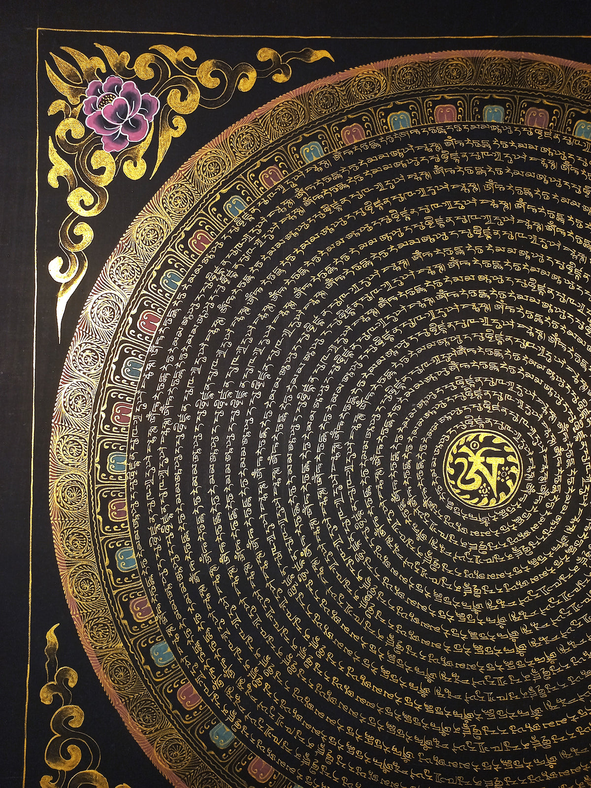 White Tara Mantra Mandala | Hand-Painted Fine Thangka | Sacred Buddhist Art from Nepal