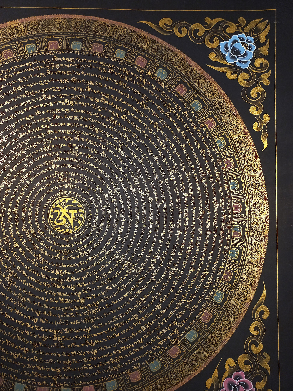 White Tara Mantra Mandala | Hand-Painted Fine Thangka | Sacred Buddhist Art from Nepal