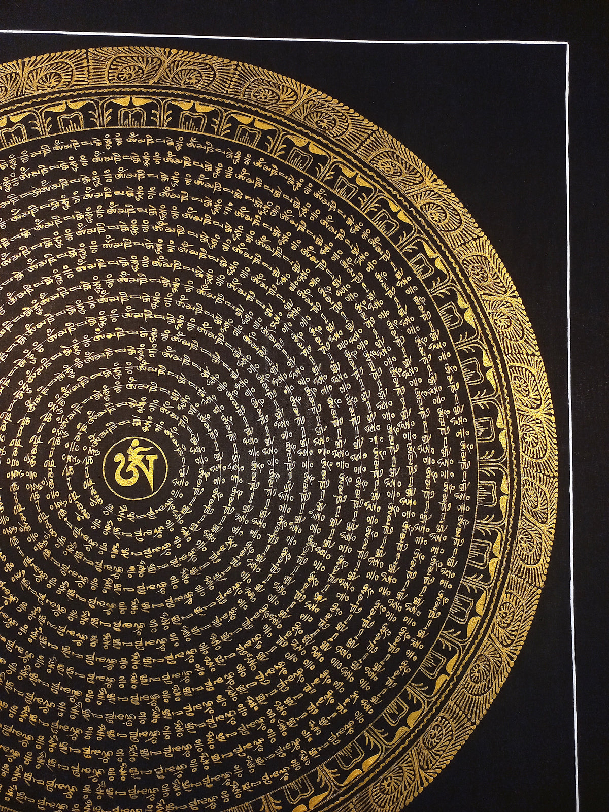 Hand-Painted Om Mantra Mandala Thangka