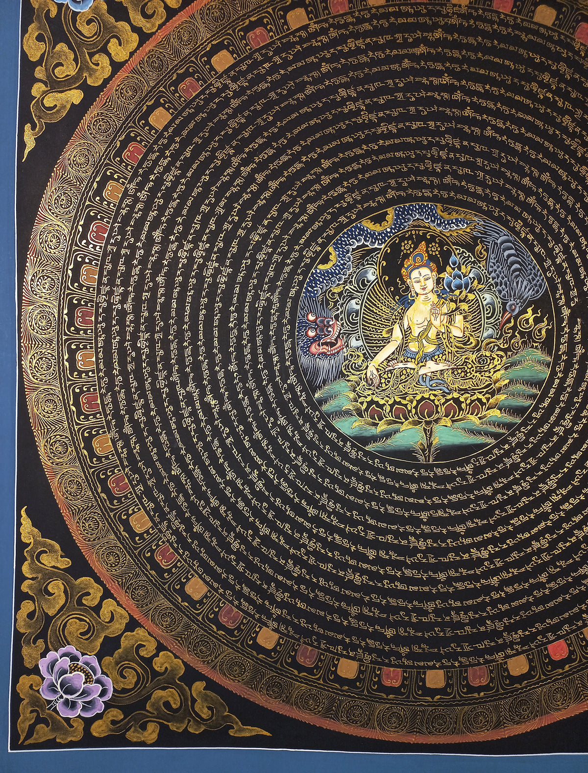 White Tara Mantra Mandala | Hand-Painted Fine Thangka | Sacred Buddhist Art from Nepal