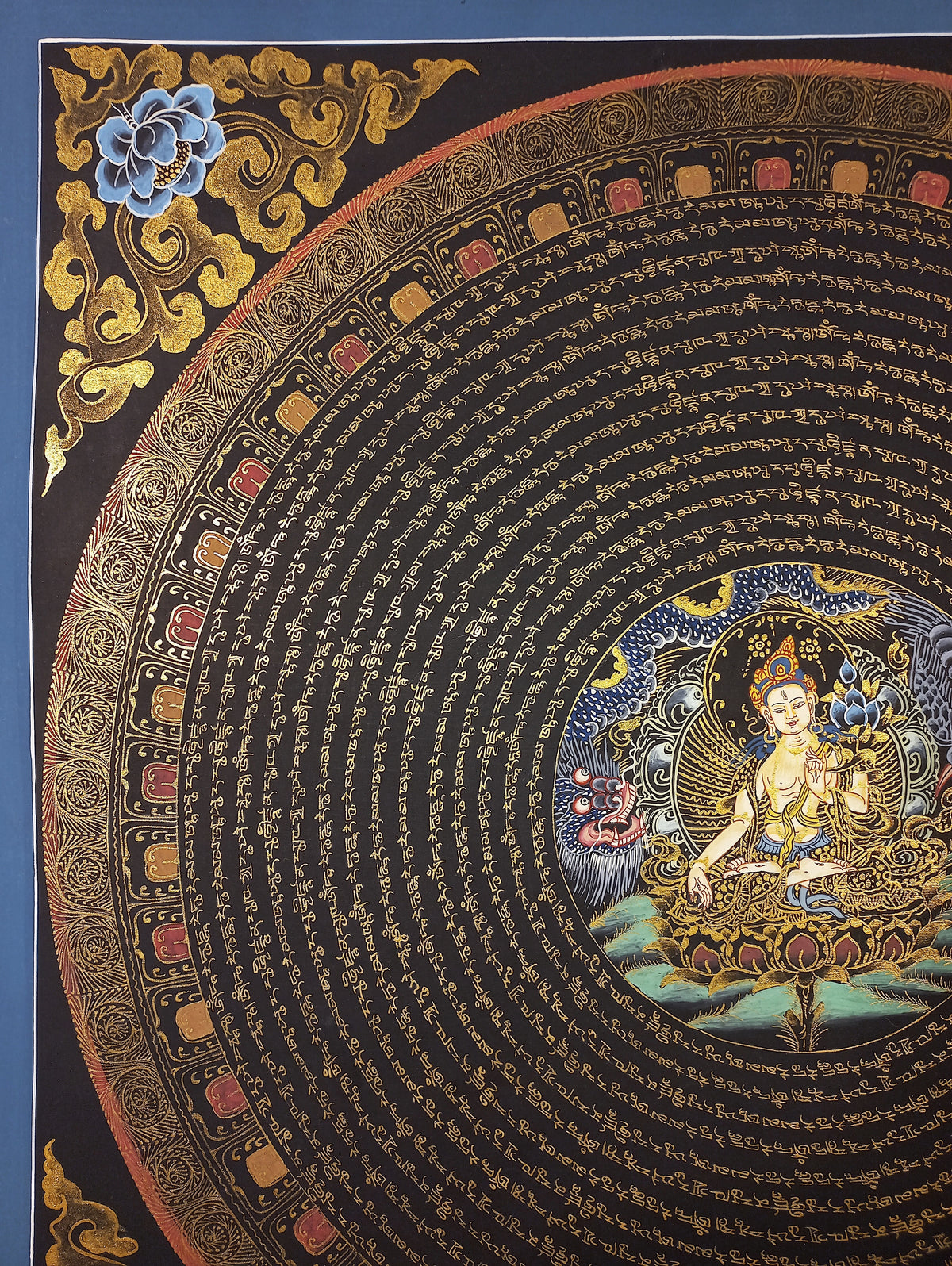 White Tara Mantra Mandala | Hand-Painted Fine Thangka | Sacred Buddhist Art from Nepal