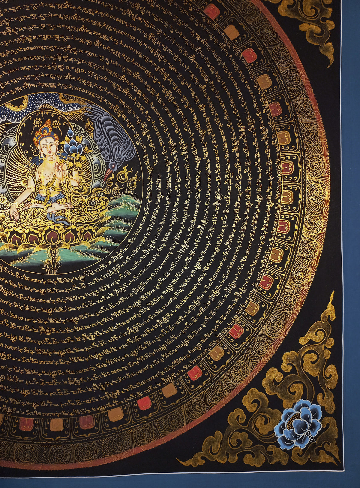 White Tara Mantra Mandala | Hand-Painted Fine Thangka | Sacred Buddhist Art from Nepal