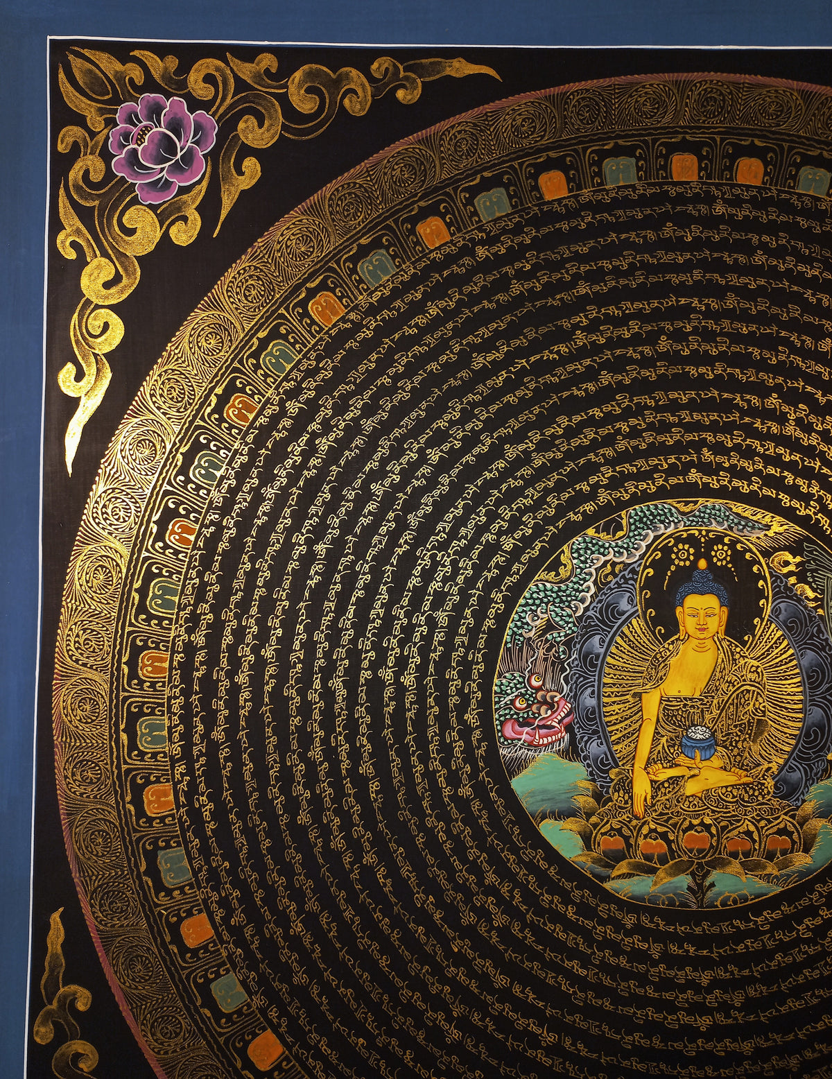 Shakyamuni Buddha Buddha Mantra Mandala | Hand-Painted Fine Thangka | Sacred Buddhist Art from Nepal