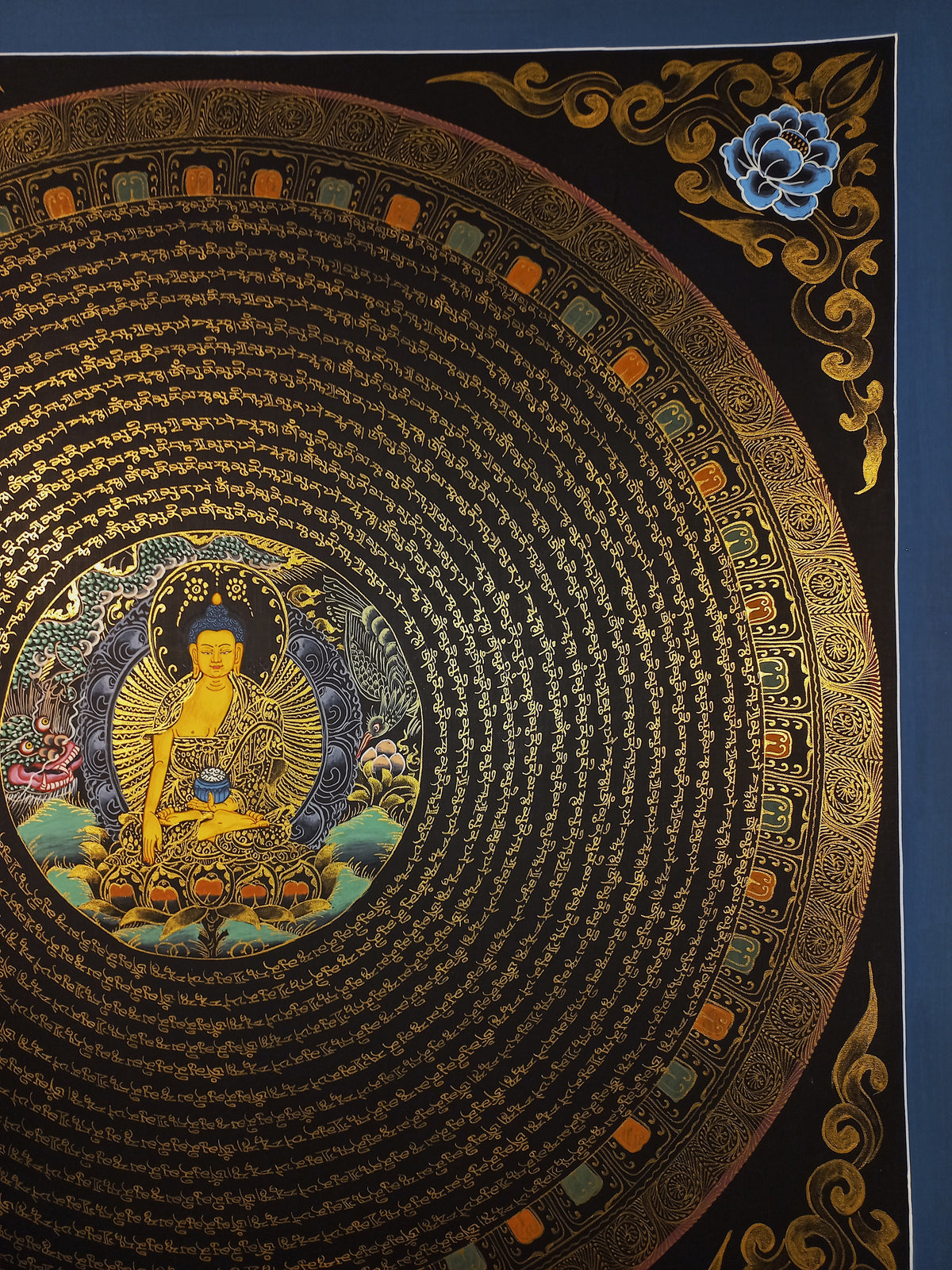 Shakyamuni Buddha Buddha Mantra Mandala | Hand-Painted Fine Thangka | Sacred Buddhist Art from Nepal