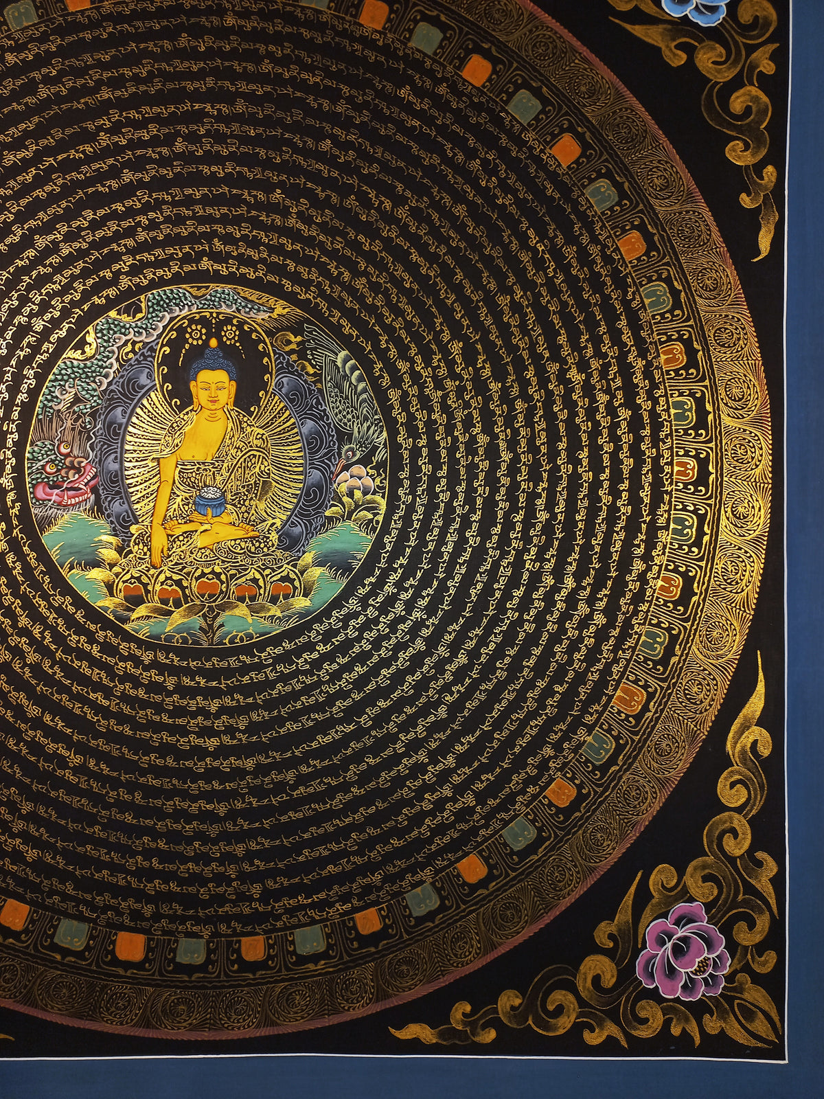 Shakyamuni Buddha Buddha Mantra Mandala | Hand-Painted Fine Thangka | Sacred Buddhist Art from Nepal