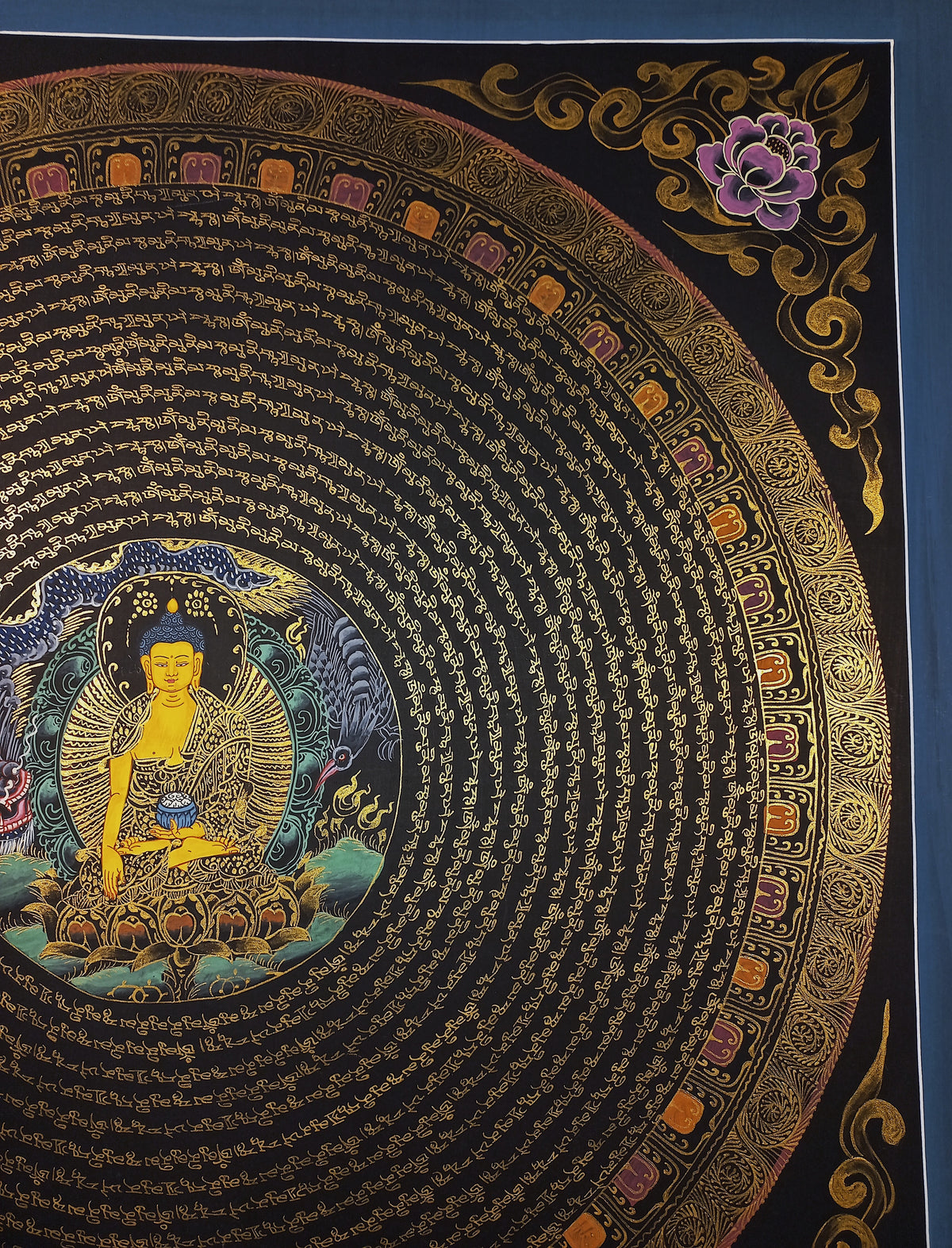 Shakyamuni Buddha Buddha Mantra Mandala | Hand-Painted Fine Thangka | Sacred Buddhist Art from Nepal