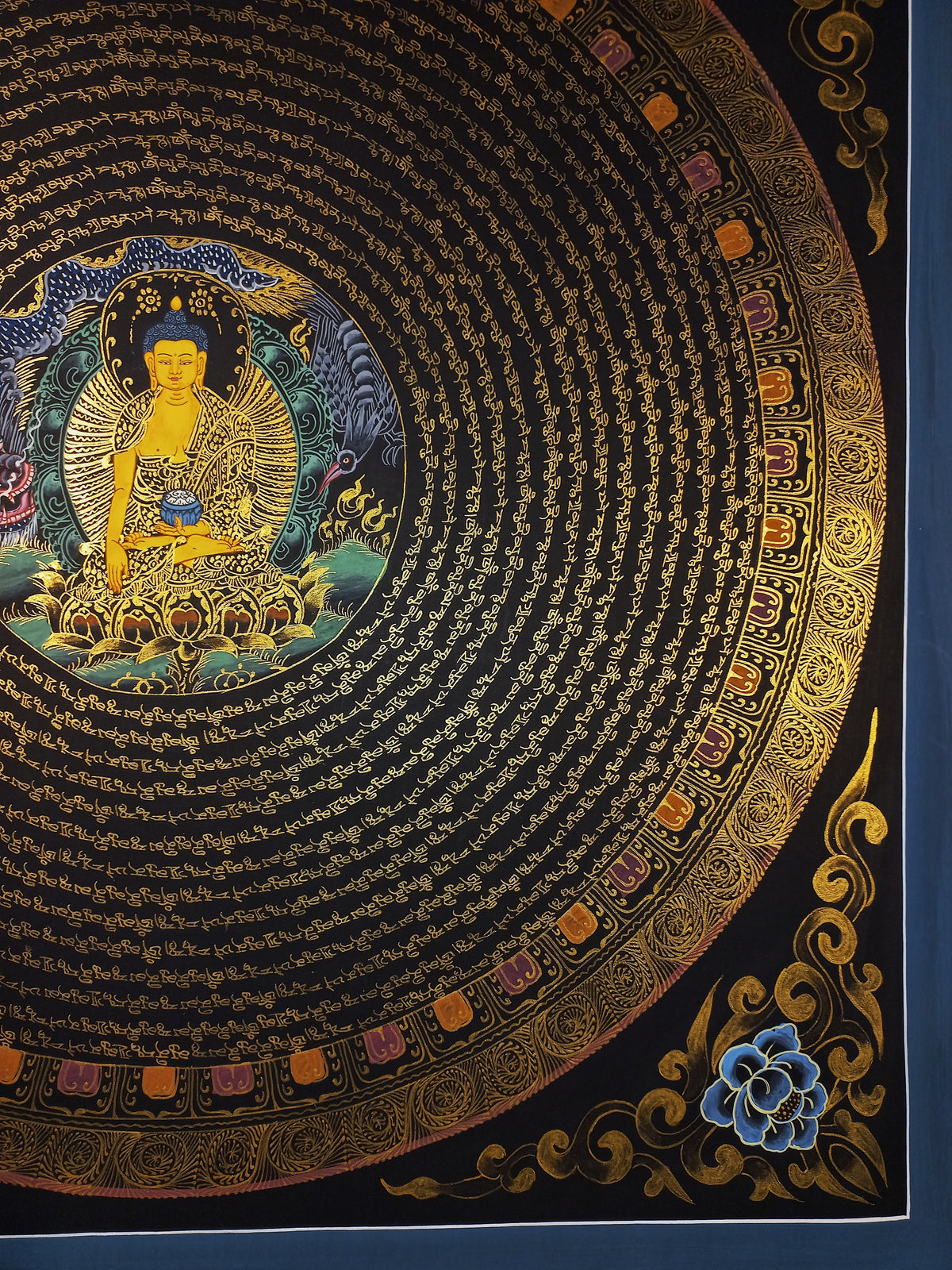 Shakyamuni Buddha Buddha Mantra Mandala | Hand-Painted Fine Thangka | Sacred Buddhist Art from Nepal
