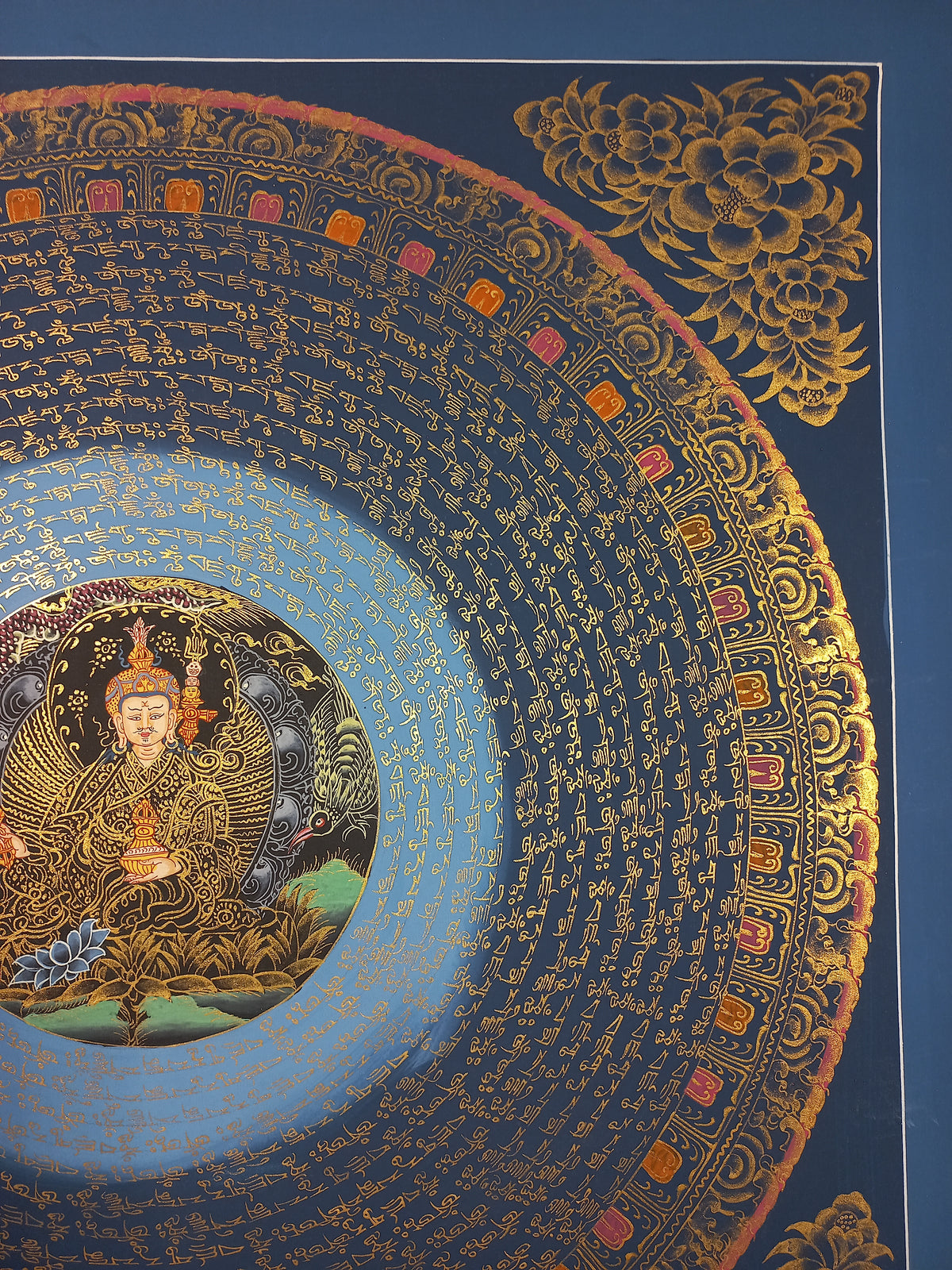 Guru Rinponche Mantra Mandala | Hand-Painted Fine Thangka | Sacred Buddhist Art from Nepal
