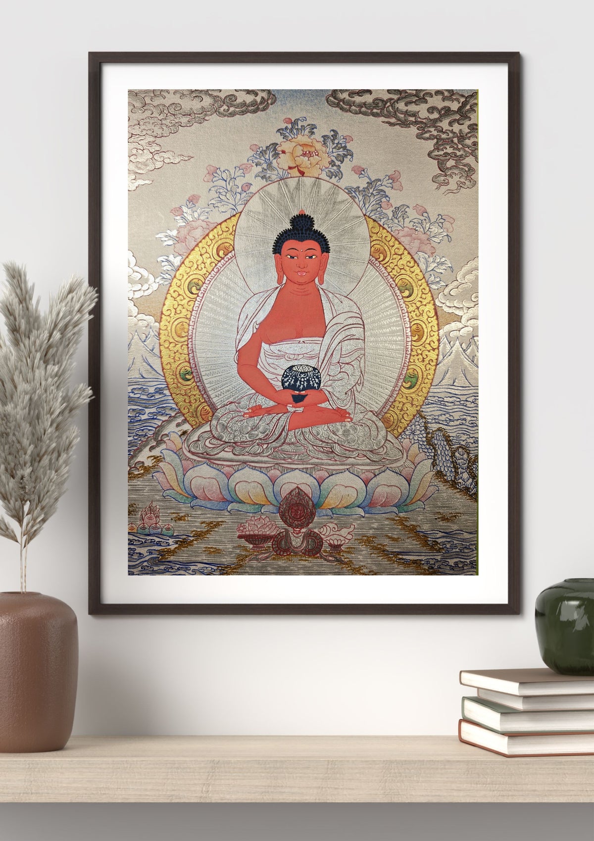 Amitabha Buddha Thangka Hand-Painted Tibetan Buddhist Art | Compassion, Pure Land & Meditation Wall Decor