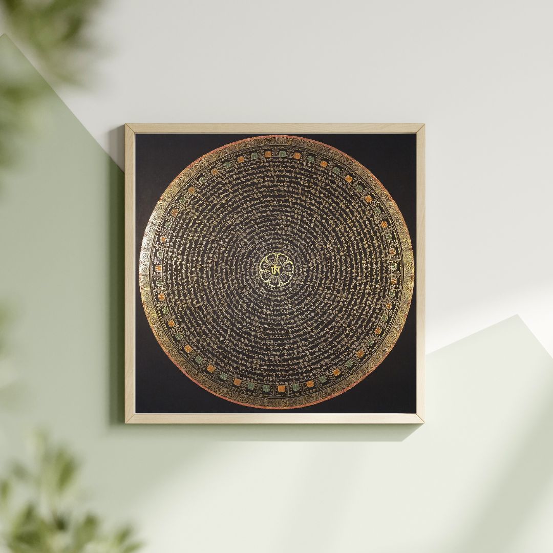 Guru Rinpoche Mantra Mandala | Hand-Painted Fine Thangka | Sacred Buddhist Art from Nepal