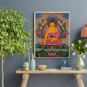 Shakyamuni Buddha Thangka – Hand-Painted Tibetan Buddhist Art | Meditation, Wisdom & Peace Wall Decor