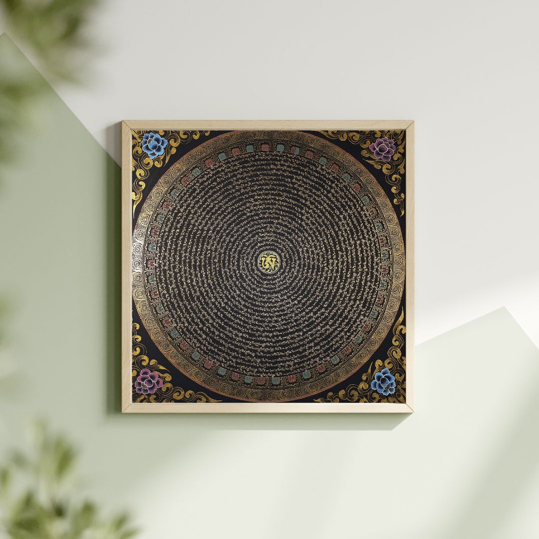 Shakyamuni Buddha Mantra Mandala | Hand-Painted Fine Thangka | Sacred Buddhist Art from Nepal
