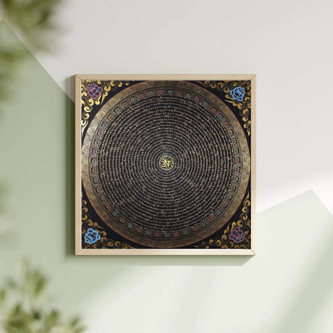 White Tara Mantra Mandala | Hand-Painted Fine Thangka | Sacred Buddhist Art from Nepal