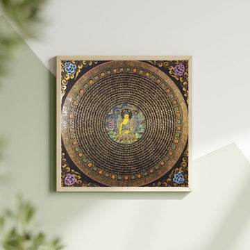 Shakyamuni Buddha Buddha Mantra Mandala | Hand-Painted Fine Thangka | Sacred Buddhist Art from Nepal