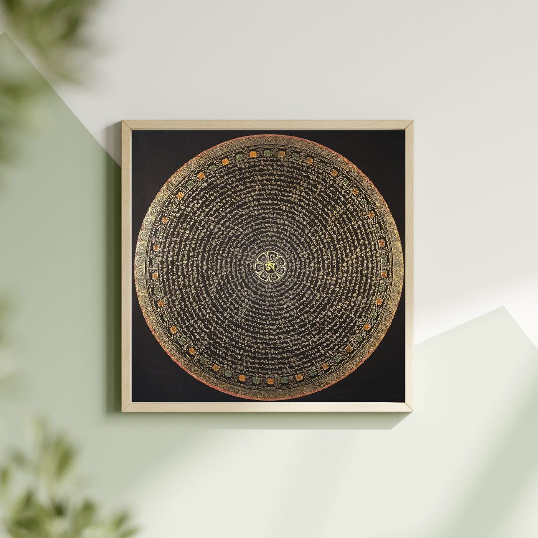 Guru Rinpoche Mantra Mandala | Hand-Painted Fine Thangka | Sacred Buddhist Art from Nepal