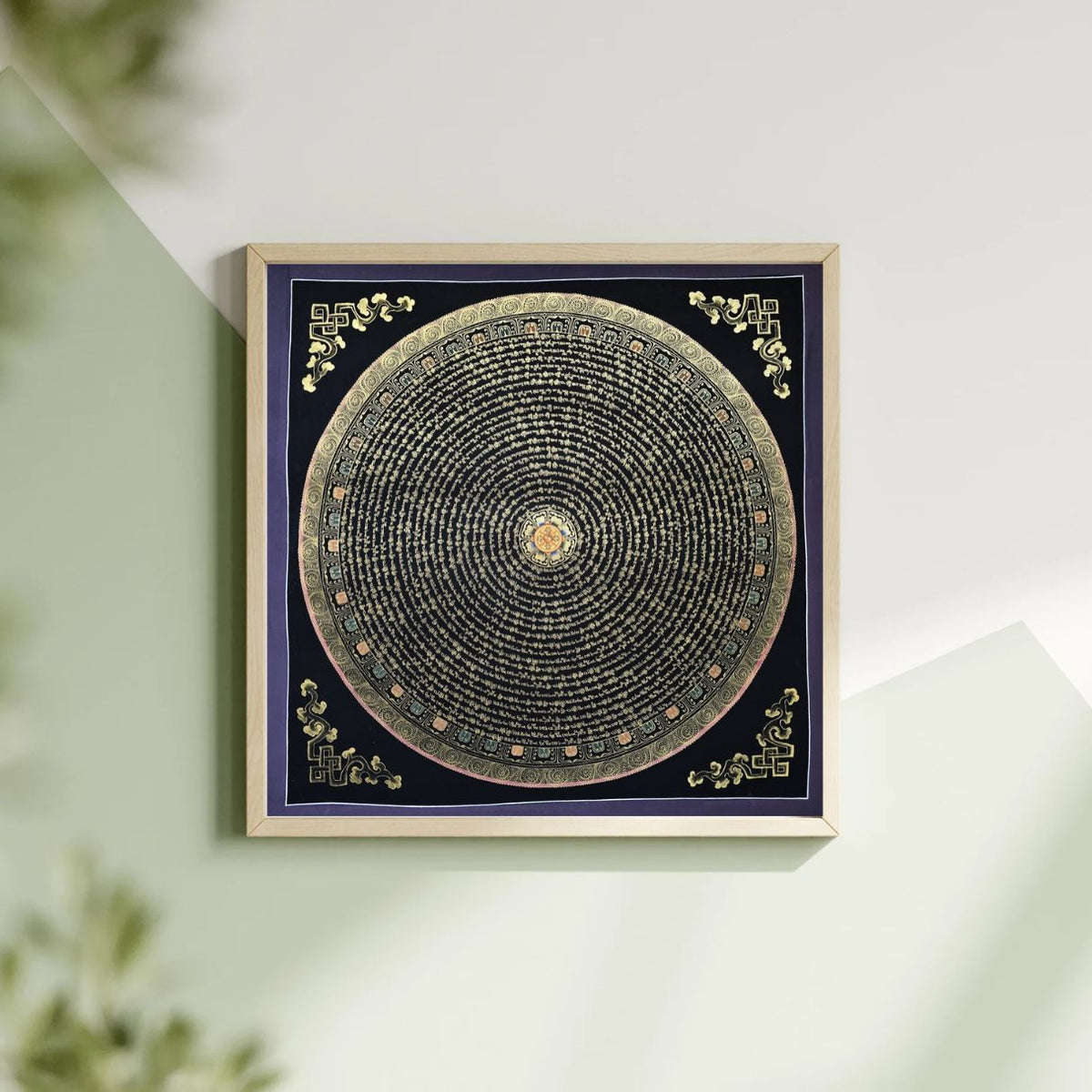 Original Amitbha Buddha Mantra Mandala Hand-Painted Thangka Painting