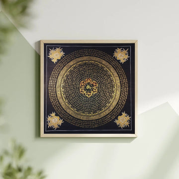 Original Hand-Painted Om Mani Padme Hum Mantra Mandala Thangka