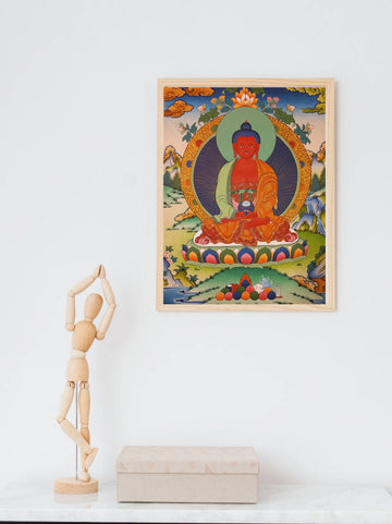 Amitabha Buddha Thangka Hand-Painted Tibetan Buddhist Art | Compassion, Pure Land & Meditation Wall Decor