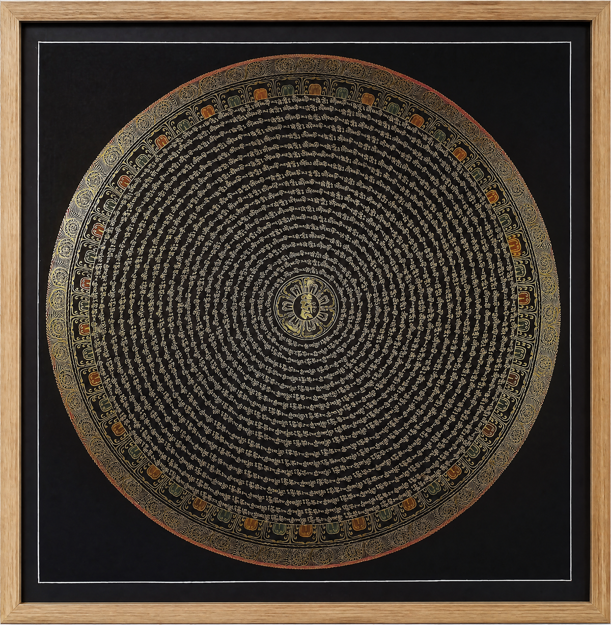 Chenrezig  Mantra Mandala | Hand-Painted Fine Thangka | Sacred Buddhist Art from Nepal